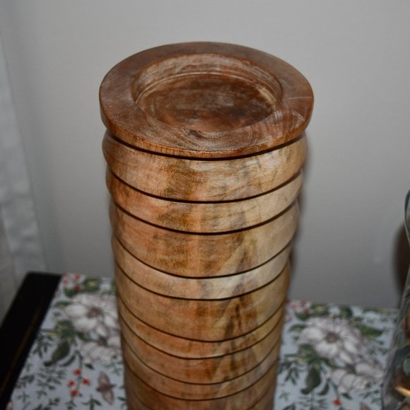 Elk Home Pillar Candle Holder 14 " Mango Wood Natural -$128 - Picture 2 of 3